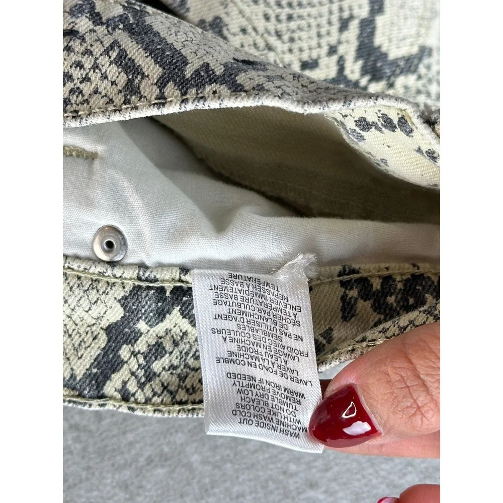 Blue Revival Snake Skin Print Jeans 25 Beige Black Skinny Fit Crop Stretch‎ Crop